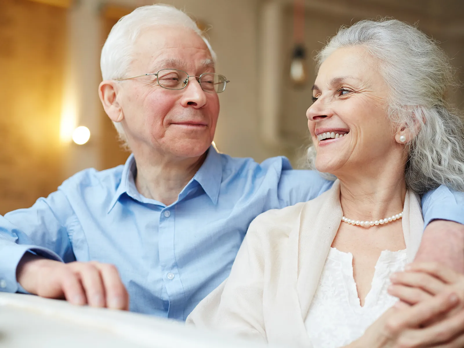 Smiling retired couple enjoying time together